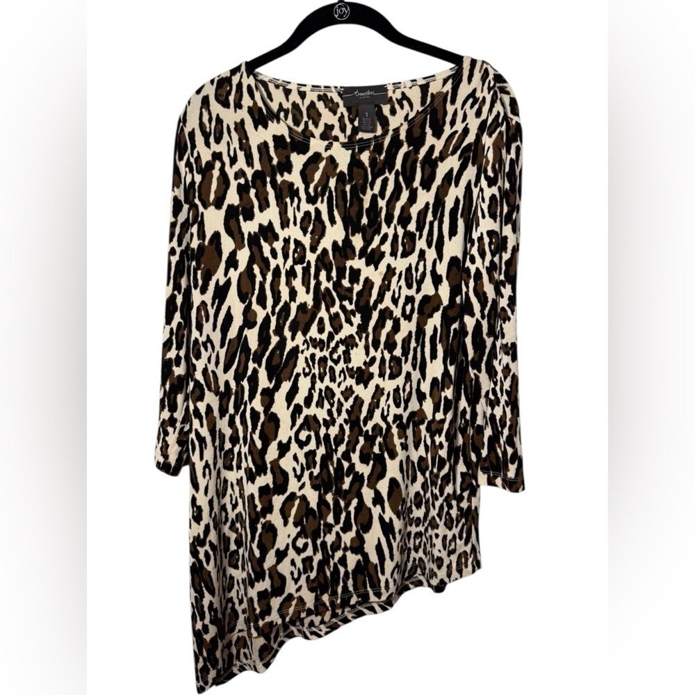 Chico's Animal Print Top with Asymmetrical Design - Picture 8 of 9